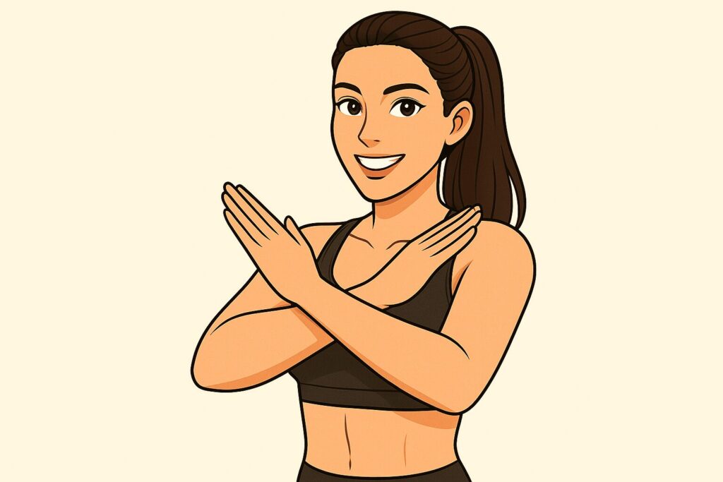  NG（やってはいけない）を示す女性