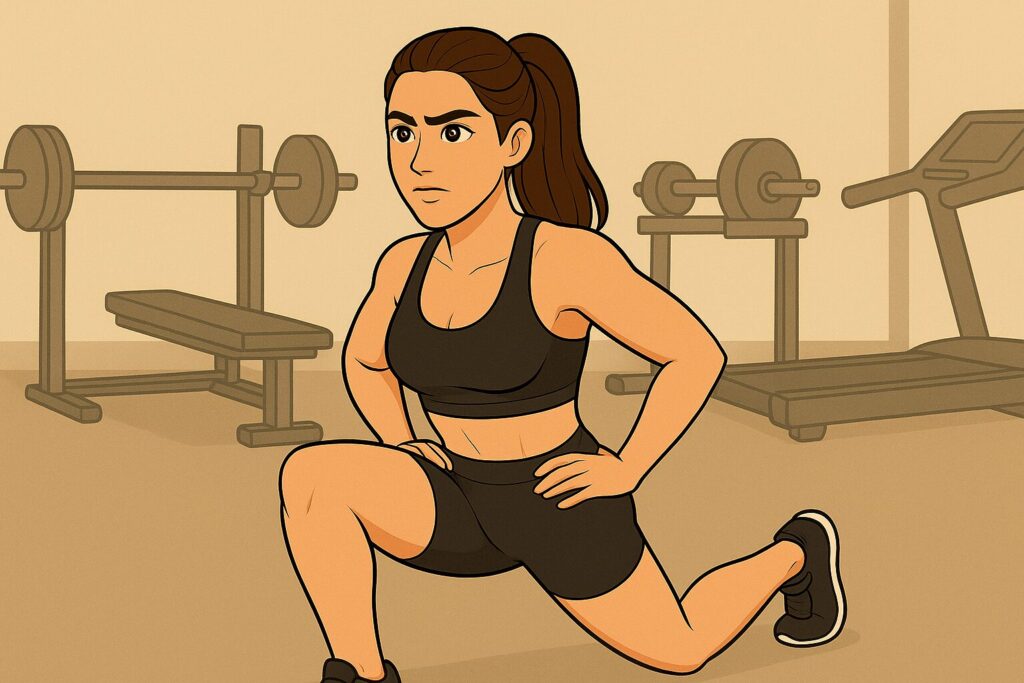 スプリットスクワットをする女性