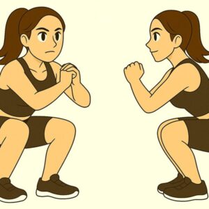 腰痛をスクワットで改善する女性