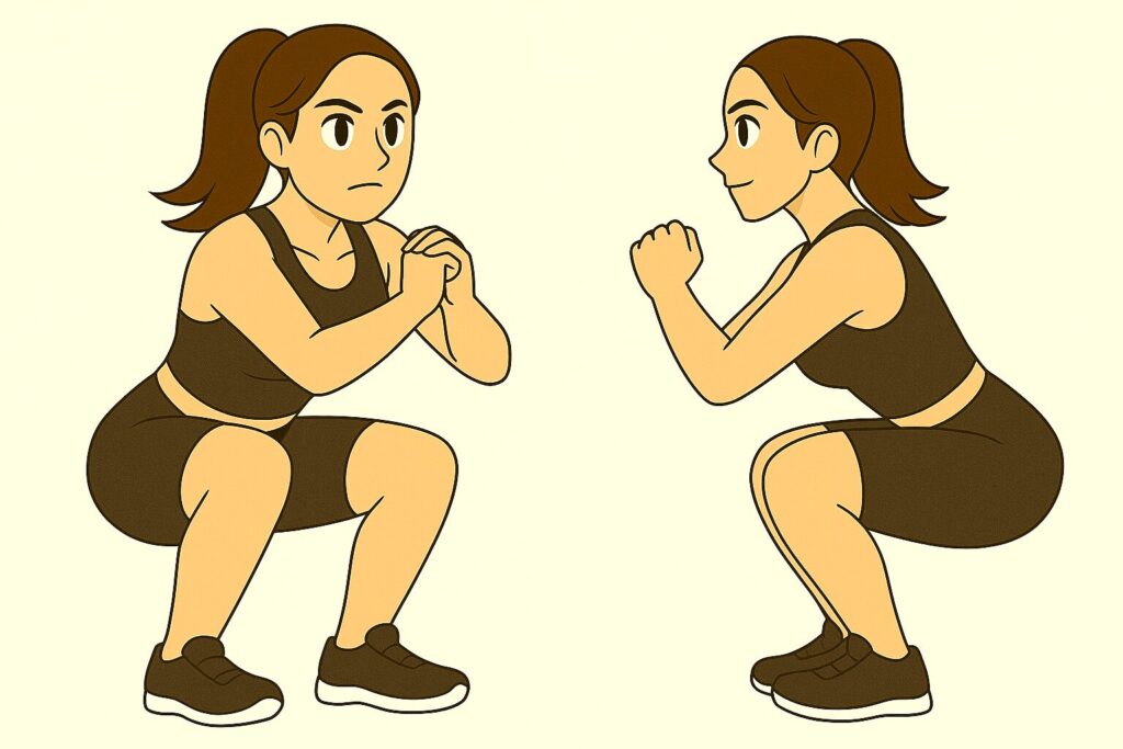 腰痛をスクワットで改善する女性