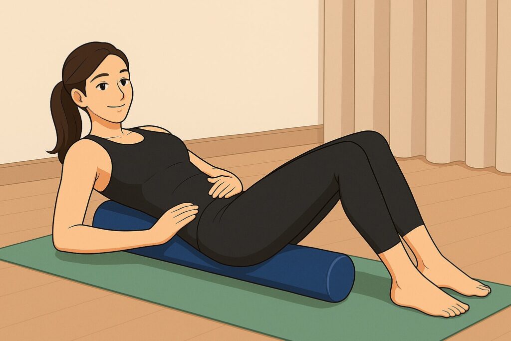 ストレッチポールとは？腰痛改善につながる3つのメカニズムを紹介している女性