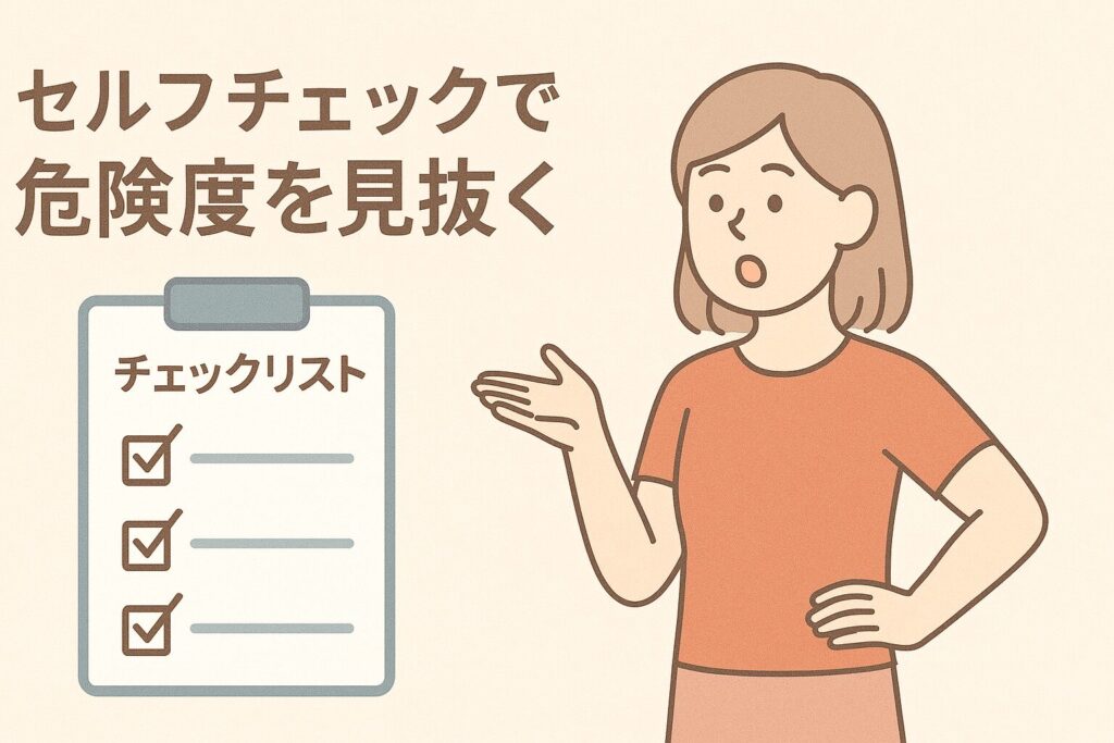 足のむくみの危険度をセルフチェックで見抜くための説明をする女性