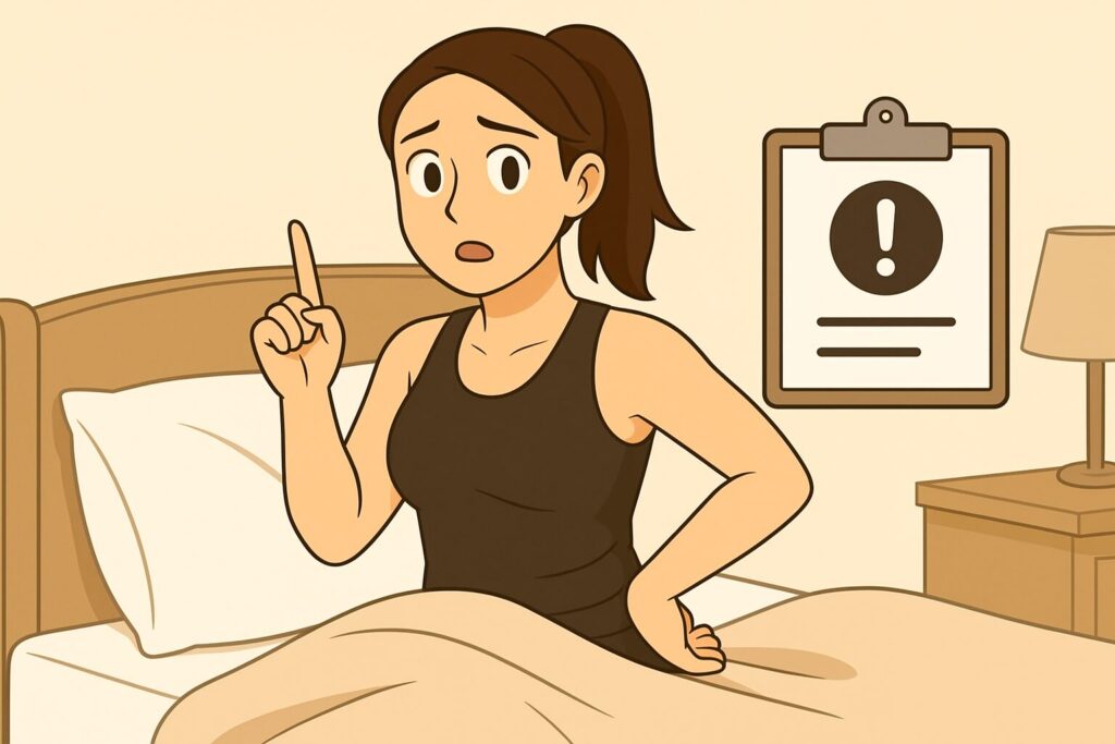 寝起き腰痛は病院へ行くべきかを説明する女性