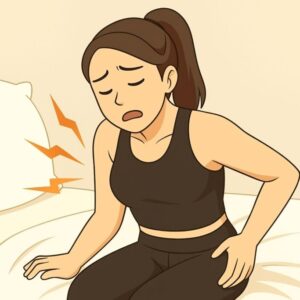 寝起きで腰痛の女性