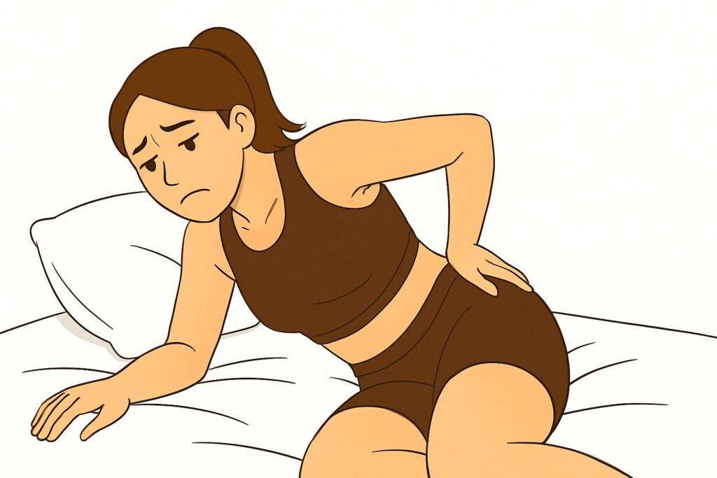 ベットが狭くて寝返りがうまくできない女性