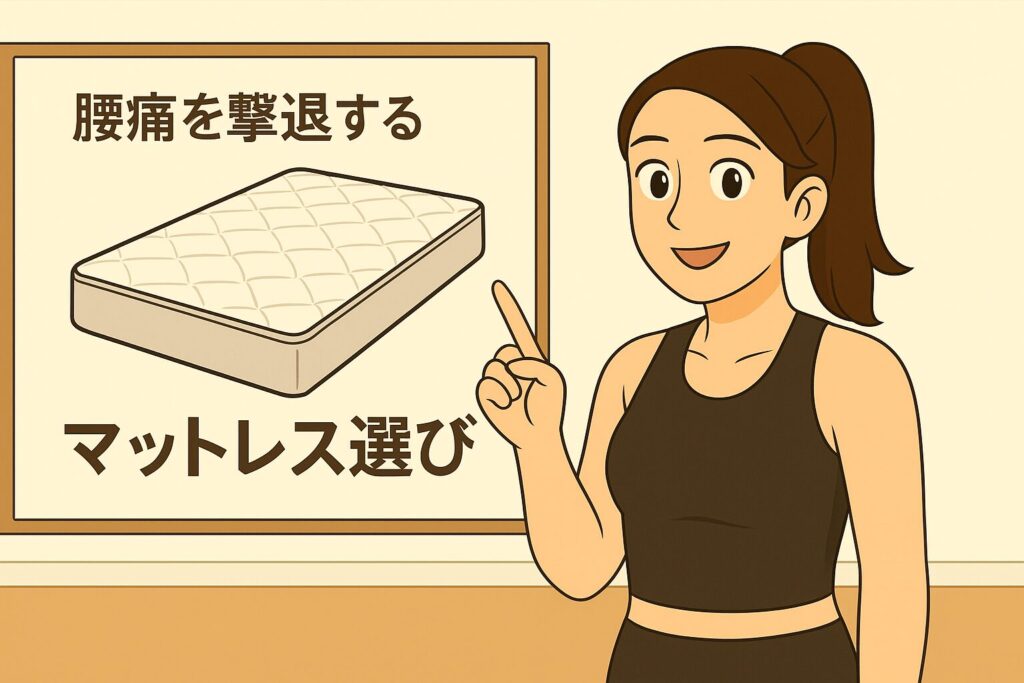 腰痛を撃退するマットレス選び
方を説明する女性