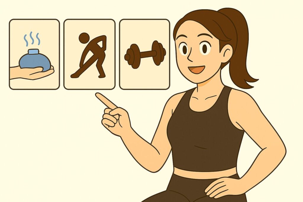 動かして治す3ステップ改善法を説明する女性