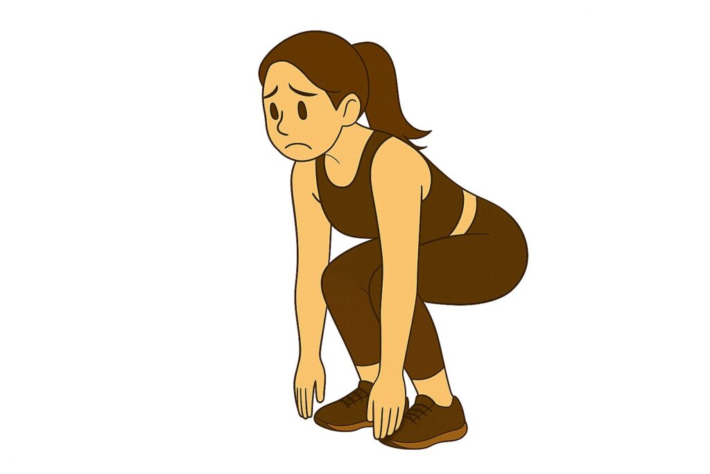 間違ったスクワットフォームで腰痛になる女性