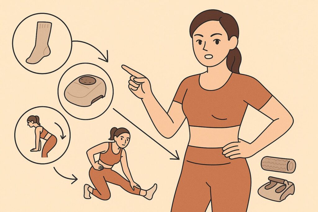 おすすめグッズ＆サービス活用術｜弾性ストッキングから整体までを説明する女性