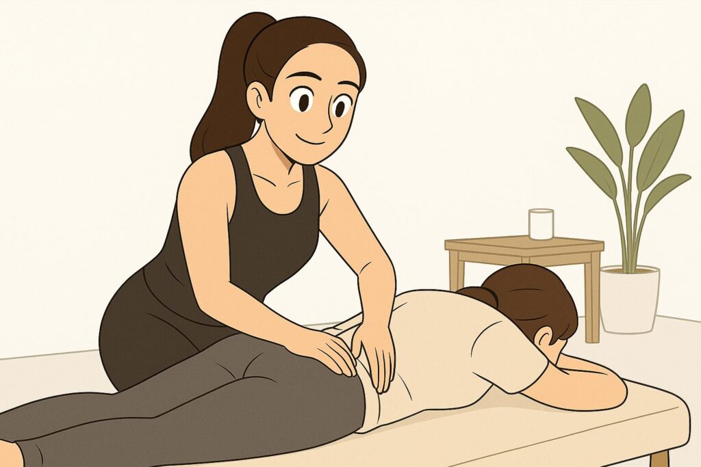 腰痛改善の整体をする女性