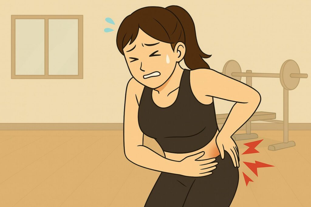 内臓から股関節痛と腰痛が出ている可能性のある女性